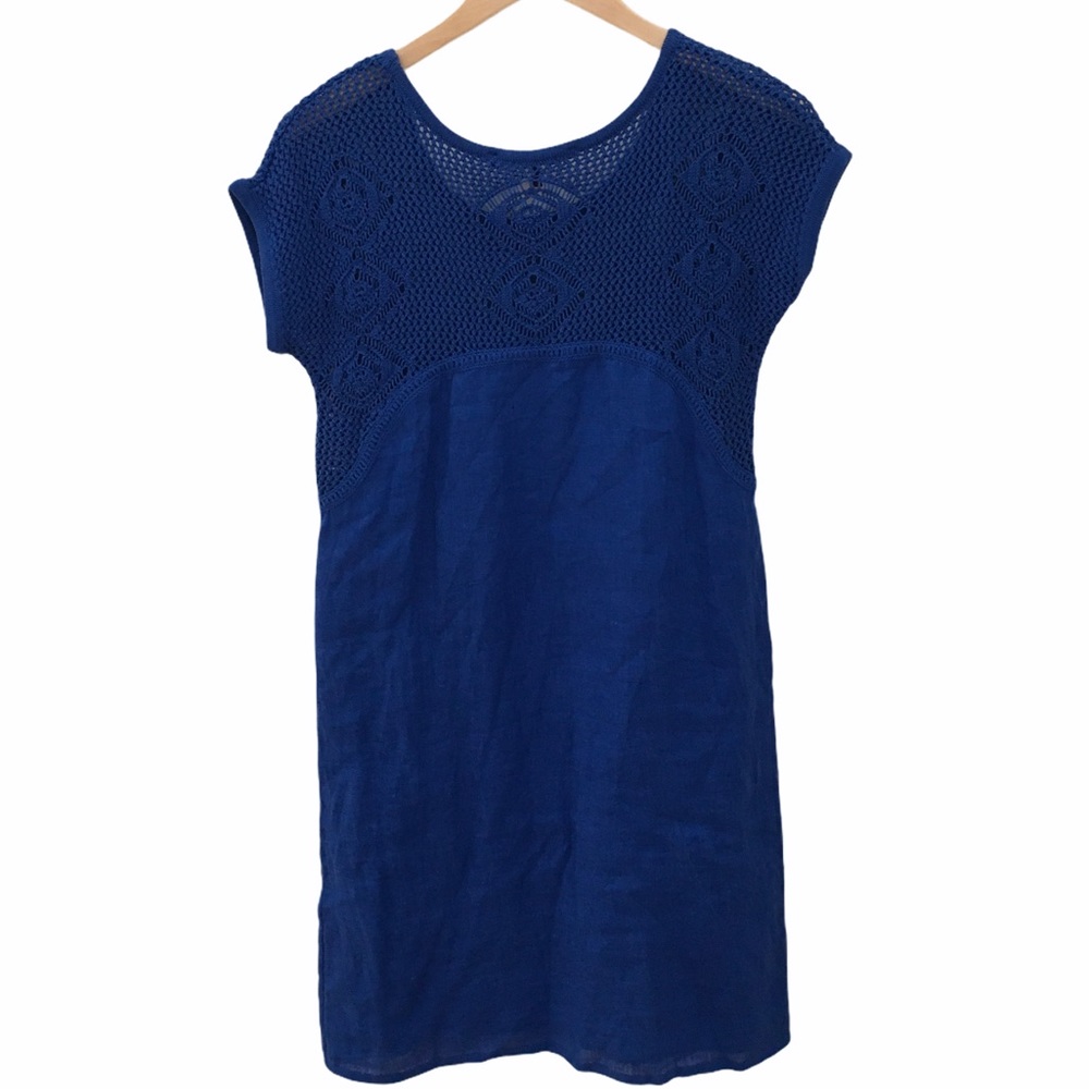 Comptoir Des Cotonniers Linen Crochet Shift Dress Small - Picture 2 of 8